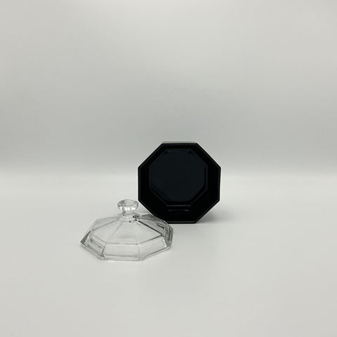 Eighties vintage Octime sugar bowl by Arcoroc in black and clear tempered glass