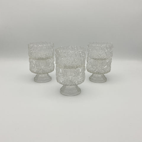 Set of 6 vintage MCM bark or ice glass goblets
