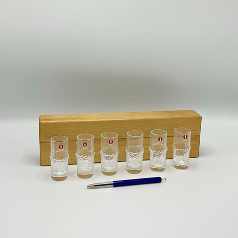 Rare vintage set of shot glasses Niva designed byTapio Wikkala for Iittala