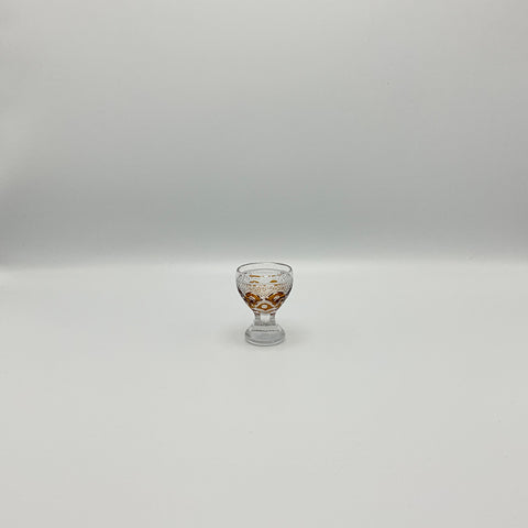 lead crystal shot glass with amber decor hand cut by Julia Poland