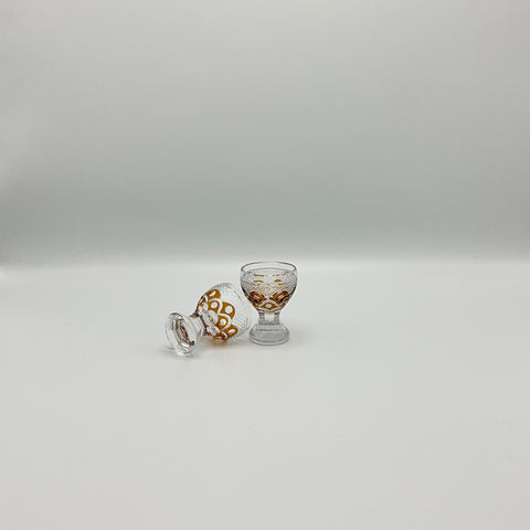 european vintage lead crystal shot glasses with amber glaze hand cut by Julia Poland