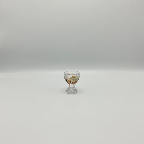 lead crystal shot glasses with amber decor hand cut by Julia Poland with label