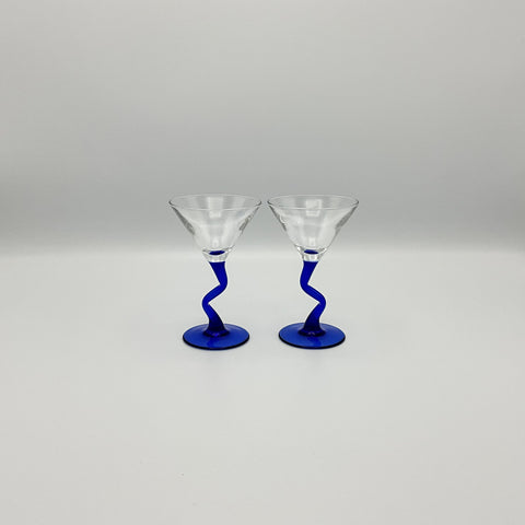 Libbey USA memphis style martini glass 1980 MCM