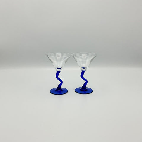 Libbey USA memphis style martini glasses eighties vintage