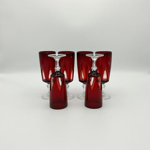 Rubilux gothic champaign flute set in ruby red by Cristal d'arques