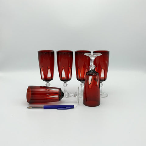 rubilux gothic goblets ruby red by Durand for Luminarc