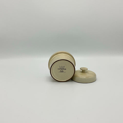 Ceracron Melitta Holstein sugar bowl with lid in beige, manufacturer stamp on bottom