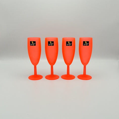 Neon fluo glasses for champagne: techno by Luminarc, made in the nineties