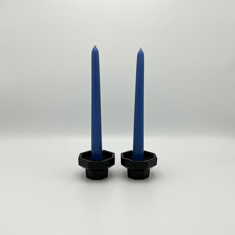 2 black arcoroc octime candle holders 