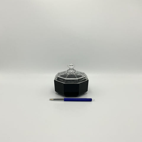 Black Octime octagonal sugar bowl with pen for reference