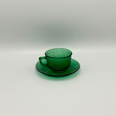 Arcoroc Sierra emerald green cup and saucer 