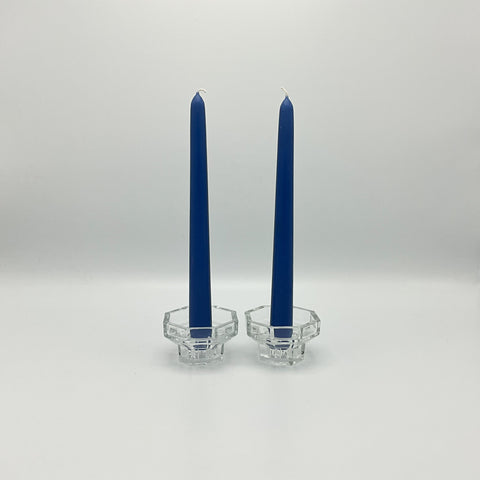 set of clear 2 arcoroc octime candle holders 