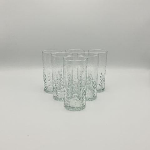 Set of 6 seventies bubbly water glasses 