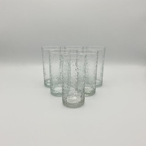 Set of 6 vintage water glasses with crocodile structure