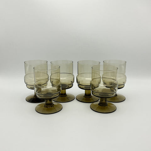 Verres fumés Aruba par Willem Heesen pour Royal Leerdam. Lot de 6