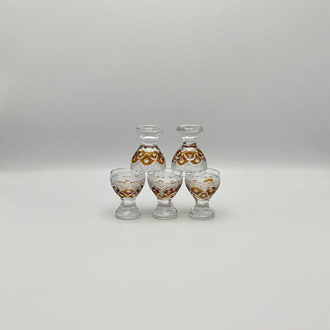 lead crystal shot glasses with amber decor hand cut by Julia Poland