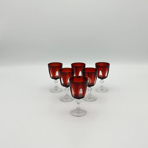 Luminarc gothic liquor glasses in ruby red