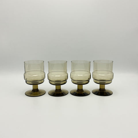 Set van 4 vintage fumé glazen van Royal Leerdam