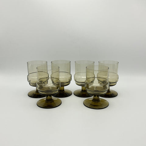 Vintage smoked glass dutch design, set of 6