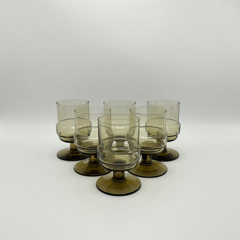 ensemble de 6 verres fumés de Royal Leerdam par Willem Heesen