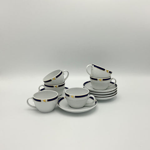 Sabena cups and saucers with Sky Bird logo (set 6)