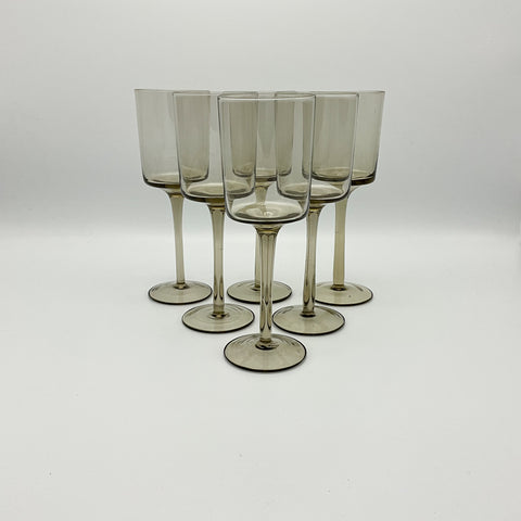 vintage smoked wine glasses: set of 6