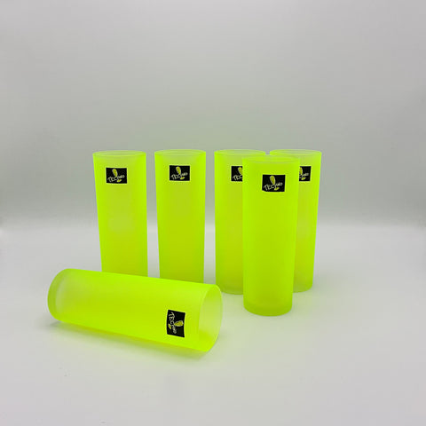 Verres néon fluo jaune, type techno de Luminarc. Lot de 6